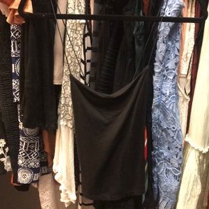 Black strappy open back top